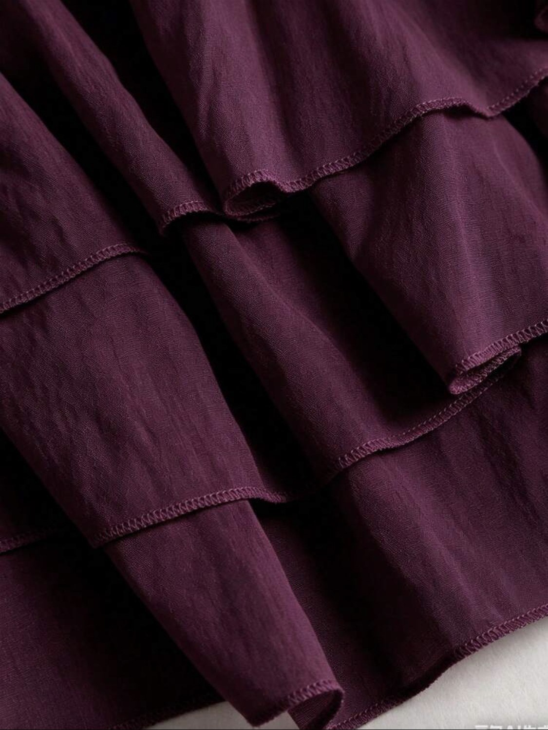 Bordeaux ruffle mini dress — view 3