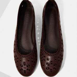 Chocolate laser-cut ballet flats