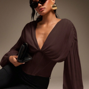 Chocolate draped blouse