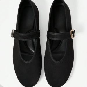 Black suede Mary Jane flats