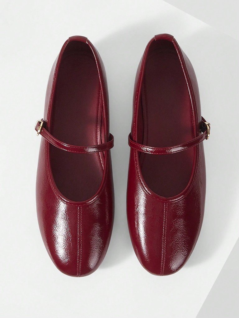 Burgundy patent Mary Jane flats