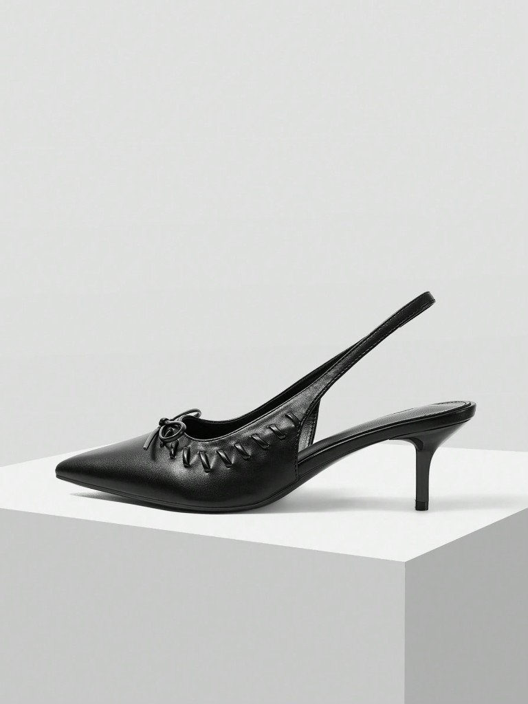 Black bow slingback pump