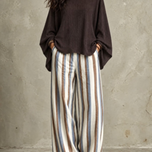 Chocolate and stripe linen set