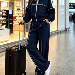Navy stripe tracksuit