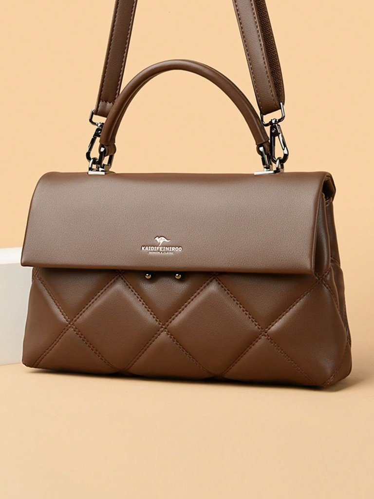 Chocolate quilted flap bag