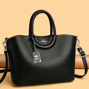 Black braided-handle tote