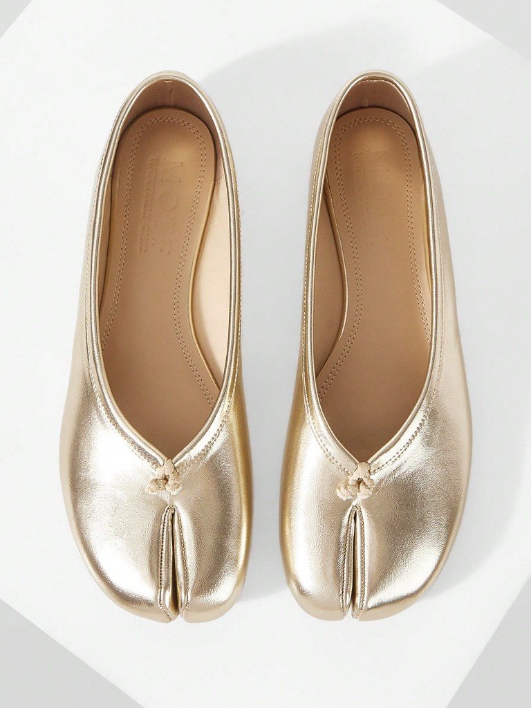 Gold tabi flats