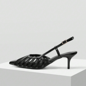 Black caged slingback pump