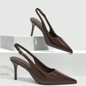 Chocolate pointed slingback heel
