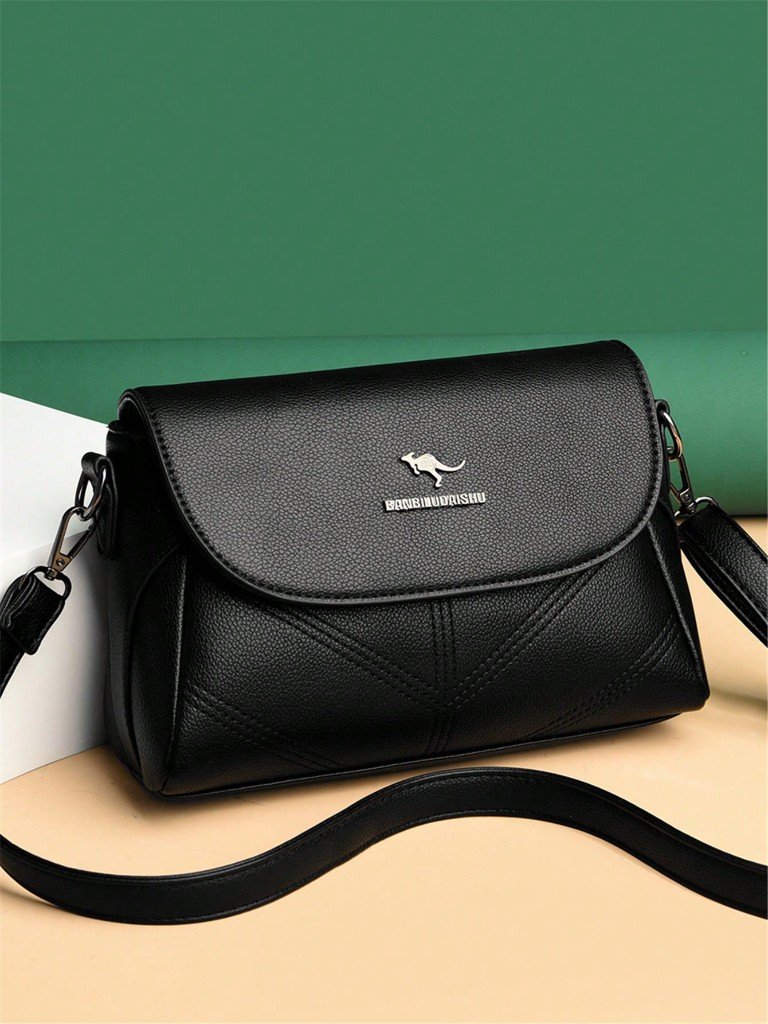 Black flap crossbody bag