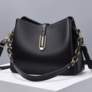 Black gold-clasp shoulder bag