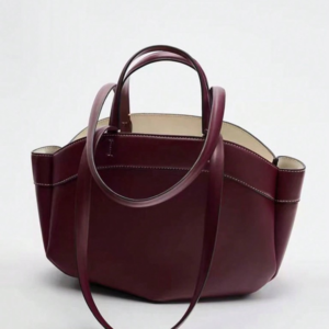 Burgundy sculptural tote