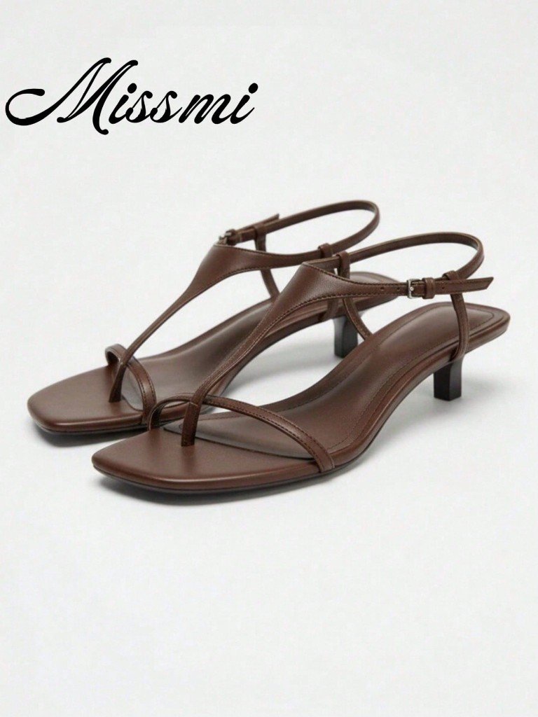 Chocolate strappy kitten sandals