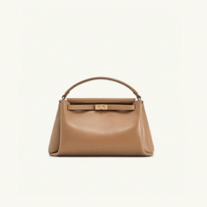 Tan structured top-handle bag